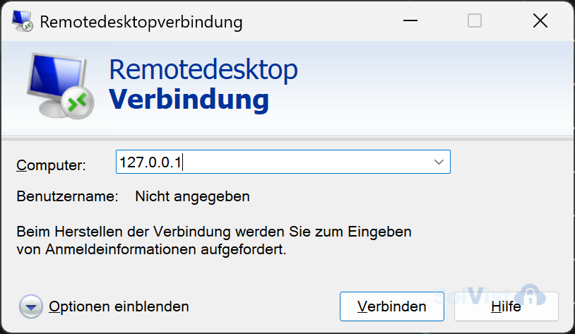 Windows Remotedesktopverbindung: Das klassische RDP-Fenster, über das Dateiübertragungen per Laufwerksumleitung möglich sind